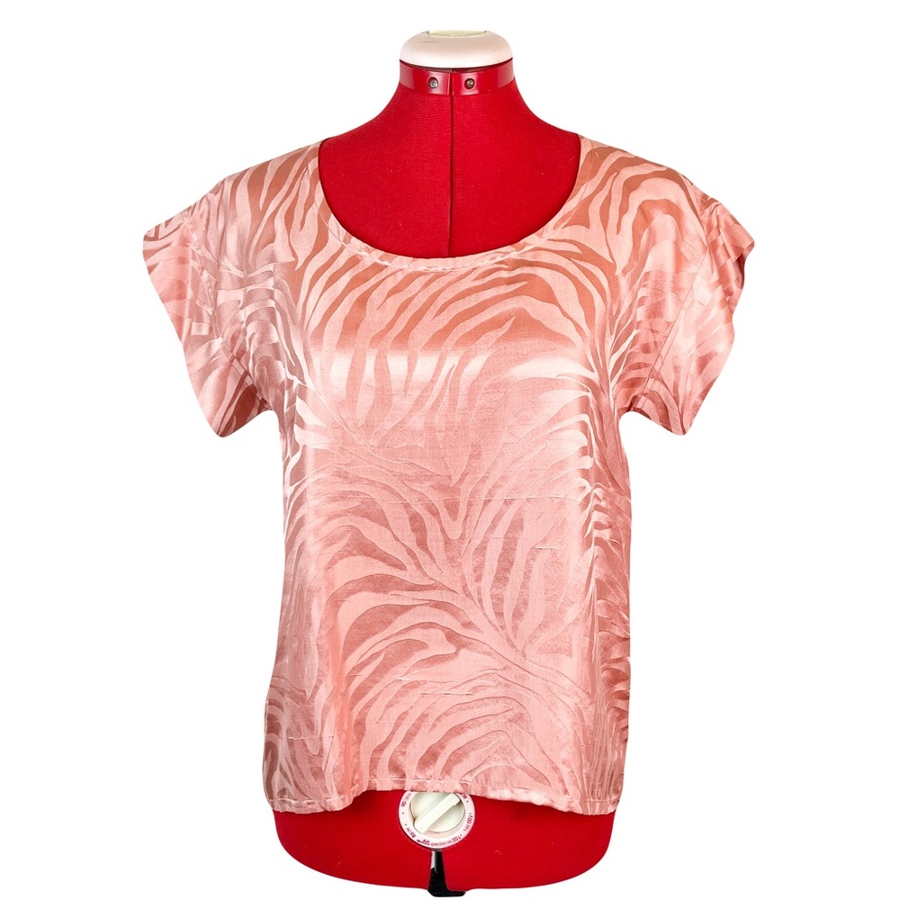 Saint Laurent 80’s Vtg Silk Tiger Print Short Sleeve Blouse